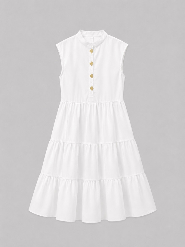 پیراهن کوتاه تابستانی زنانه برند lv سفید مدل چیندار